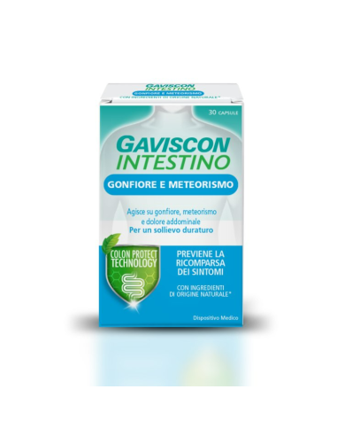 GAVISCON INTESTINO GONFIORE E METEORISMO 30 CAPSULE - Farmacia Del Monaco