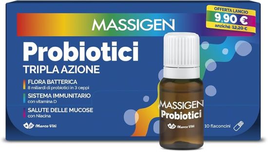 MASSIGEN PROBIOTICI 10 FLACONCINI X 8 ML - Farmacia Del Monaco