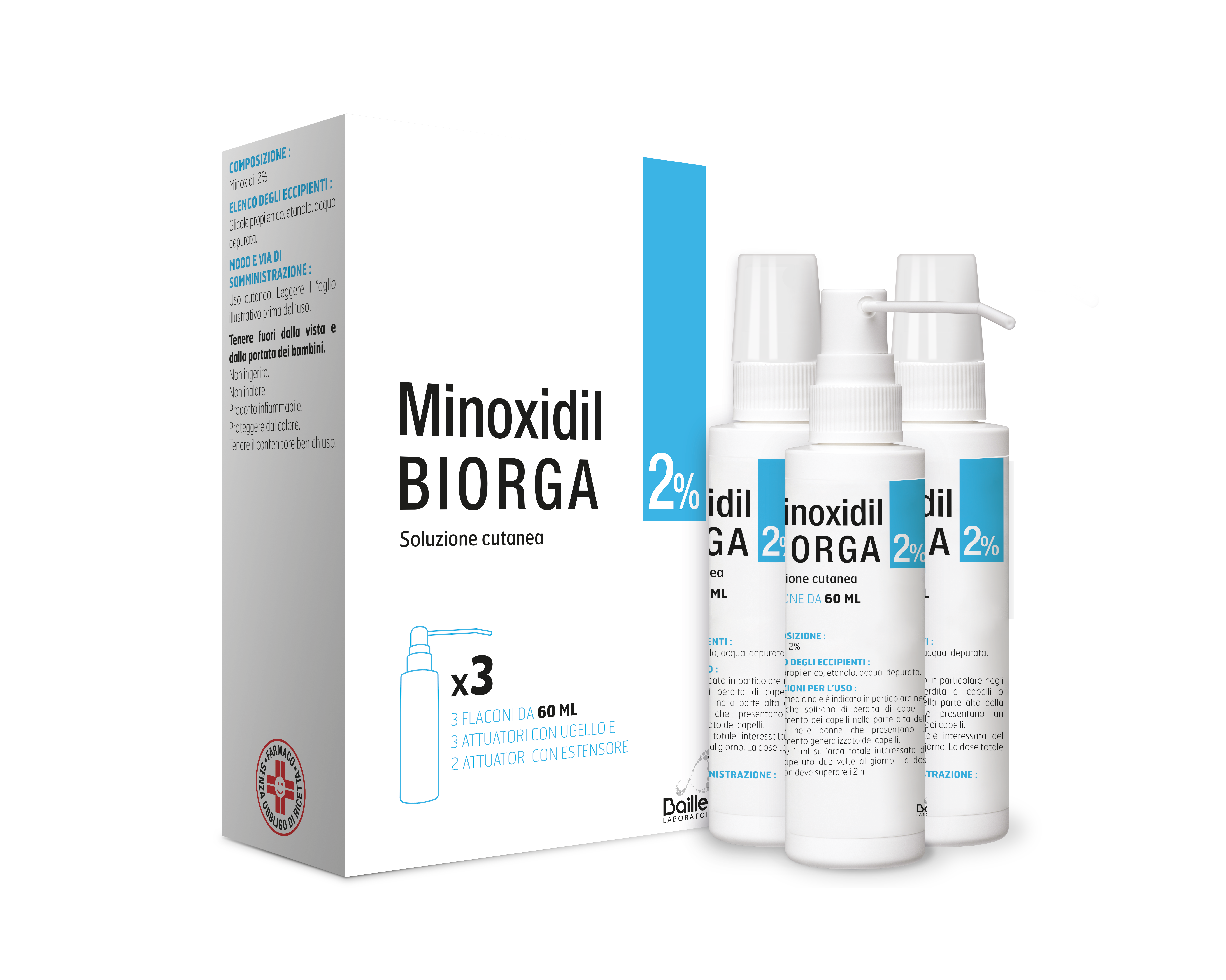 MINOXIDIL BIORGA*SOL CUT 3FL2% - Farmacia Del Monaco