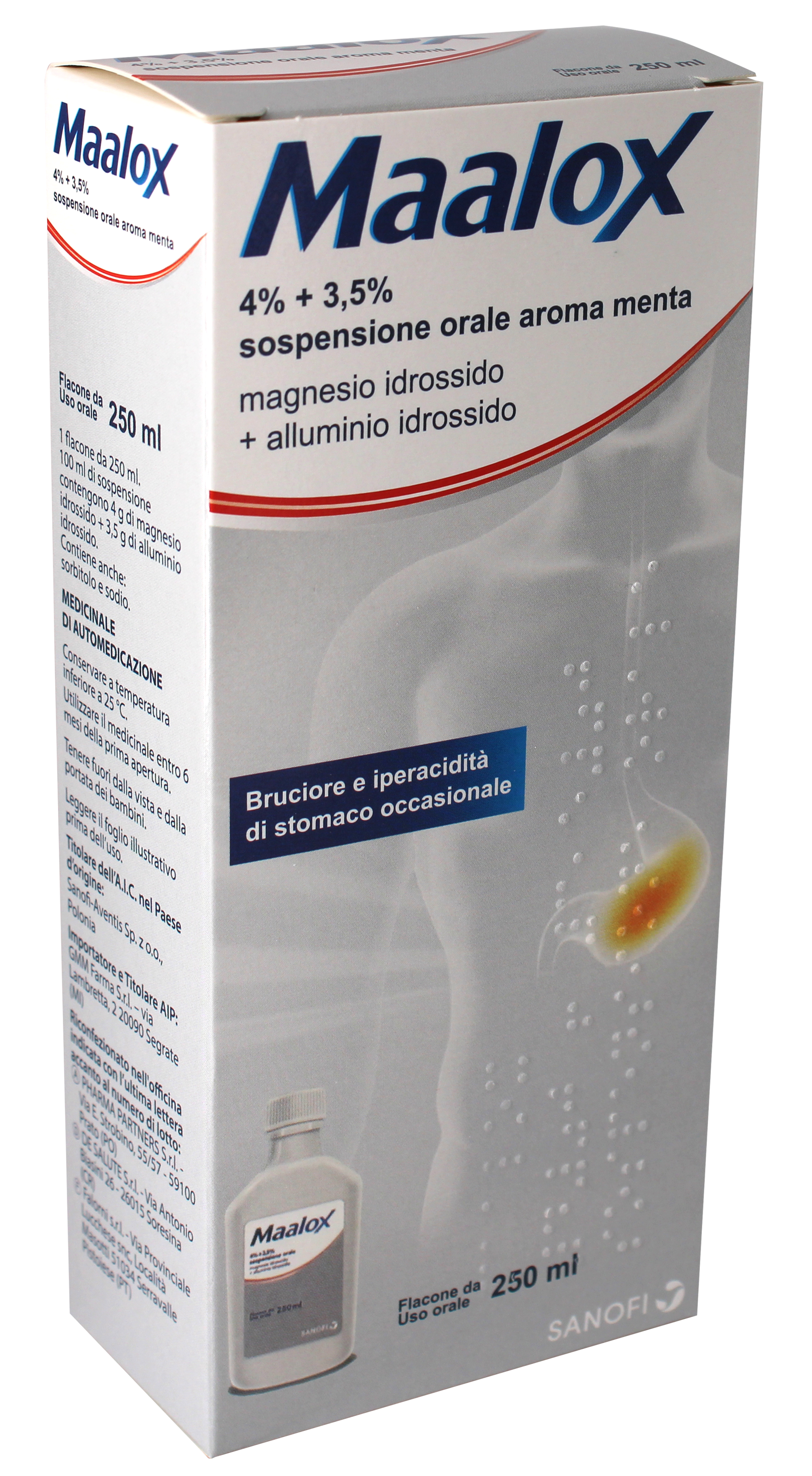 MAALOX*OS SOSP 250ML 4%+3,5% - Farmacia Del Monaco