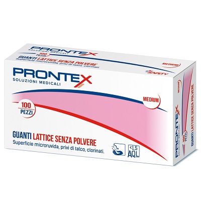 PRONTEX GUANTO IN LATTICE SENZA POLVERE MEDIO 100 PEZZI - Farmacia Del Monaco