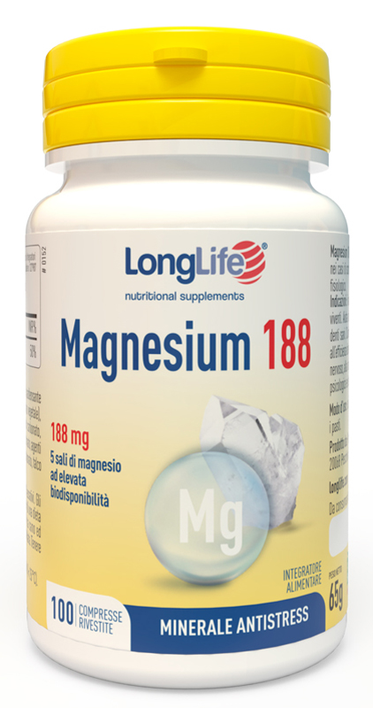 LONGLIFE MAGNESIUM 188 100 COMPRESSE RIVESTITE DA 6,5 G - Farmacia Del Monaco