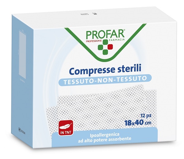 GARZA COMPRESSA TESSUTO NON TESSUTO 18X40 CM 12 PEZZI PROFAR - Farmacia Del Monaco