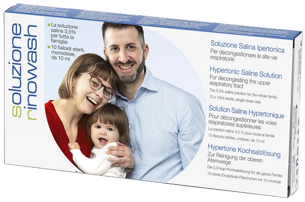 RINOWASH SOLUZIONE SALINA IPERTONICA PER PULIZIA NASO 10 FIALE RICHIUDIBILI X 10 ML - Farmacia Del Monaco