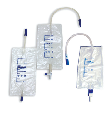 SACCA URINA DA GAMBA SECURDRAIN-VIA'NON STERILE CON VALVOLA A-R E RUBINETTO DI SCARICO TIRA SPINGI CAPACITA' 750 ML LUNGHEZZA TUBO 35 CM 30 PEZZI + 2 LACCI LATTICE PER IL FISSAGGIO - Farmacia Del Monaco