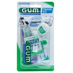GUM TRAVEL KIT VIAGGIO 1 SPAZZOLINO PIEGHEVOLE GUM TRAVEL + 1 DENTIFRICIO VIAGGIO 12 ML + 1 ROCCHETTO FILO INTERDENTALE 10MT + 2 SCOVOLINI GOMMA GUM SOFT PICKS - Farmacia Del Monaco