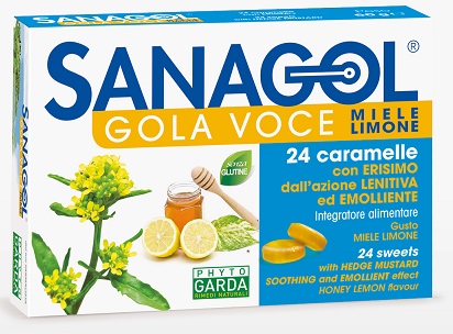SANAGOL GOLA VOCE MIELE LIMONE 24 CARAMELLE - Farmacia Del Monaco