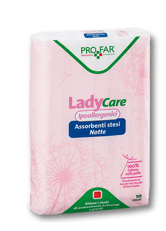 LADYCARE ASSORBENTI IPOALLERGENICI NOTTE 10 PEZZI PROFAR - Farmacia Del Monaco