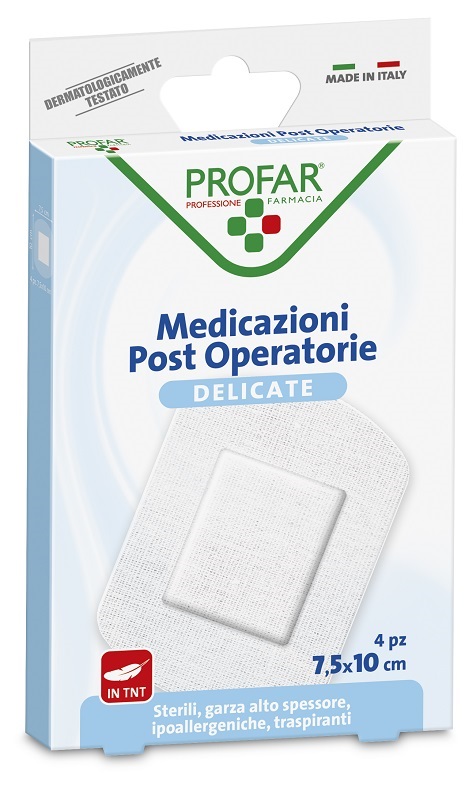 MEDICAZIONE POST OPERATORIA STERILE GARZA ANTIADERENTE 7,5X10 CM 4 PEZZI PROFAR - Farmacia Del Monaco