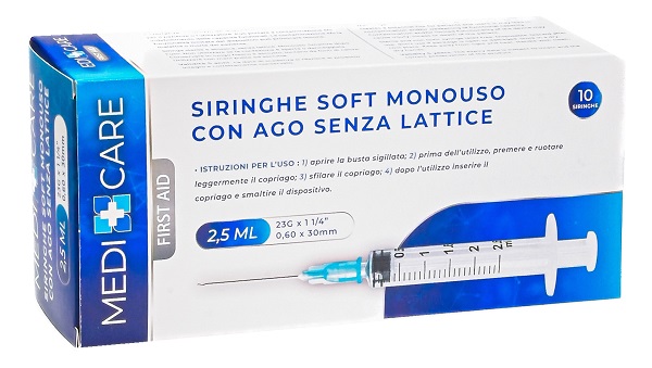 SIRINGA SOFT CAPACITA' 2,5ML AGO GAUGE 23 CONFEZIONE 10 PEZZI GAMMADIS - Farmacia Del Monaco
