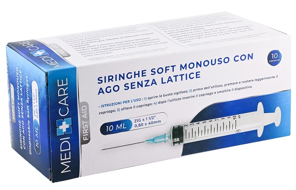 SIRINGA SOFT CAPACITA' 10ML AGO GAUGE 21 CONFEZIONE 10 PEZZI GAMMADIS - Farmacia Del Monaco