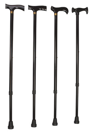 BASTONE BRIO PIEGHEVOLE IN ALLUMINIO ANODIZZATO CON PUNTALI ANTISCIVOLO REGOLABILE IN ALTEZZA DA 77,5 A 87,5CM NERO IMPUGNATURA IN LEGNO - Farmacia Del Monaco