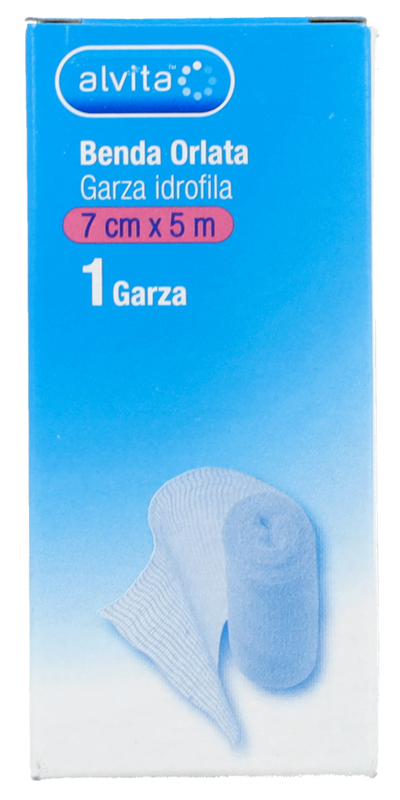 BENDA ORLATA GARZA IDROFILA ALVITA 7X500CM - Farmacia Del Monaco