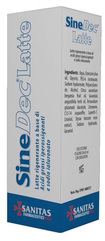 EMULSIONE PROFUMATA CONTENENTE OLIO OSSIGENATO PER PREVENZIONE E MEDICAZIONE DELLE ULCERE DA DECUBITO DI GRADO I SU PELLE INTEGRA SINEDEC LATTE 60ML - Farmacia Del Monaco