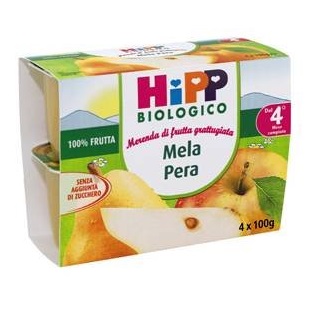 HIPP BIO FRUTTA GRATTUGGIATA MELA PERA 4X100 G - Farmacia Del Monaco
