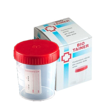 CONTENITORE PER URINA BIO TAINER GRADUATO CON SUPERFICIE DI SCRITTURA CON TAPPO A VITE CAPACITA' 120ML 1 PEZZO - Farmacia Del Monaco