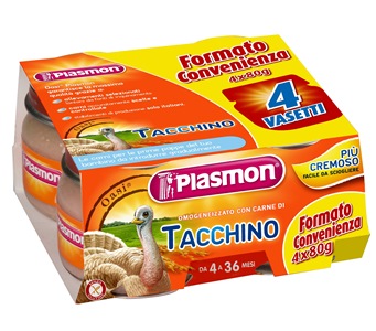 PLASMON OMOGENEIZZATO TACCHINO 4 X 80 G CON GIFT - Farmacia Del Monaco
