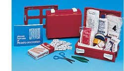 CASSETTA PRONTO SOCCORSO MINIKIT PER CASA, UFFICIO E TEMPO LIBERO. CONTENITORE IN ABS ANTIURTO E CON SUPPORTO PER IL FISSAGGIO ALLA PARETE - Farmacia Del Monaco