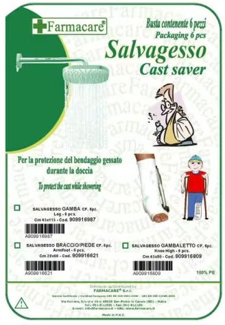 SALVAGESSO PER GAMBALETTO UTILE PER LA PROTEZIONE DEL GESSO DURANTE LA DOCCIA 6 PEZZI - Farmacia Del Monaco