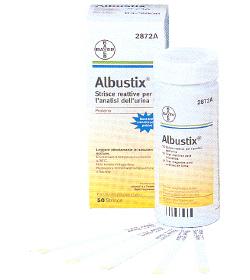 STRISCIA REATTIVA ALBUSTIX PER RICERCA DELLE PROTEINE NELLE URINE 50 PEZZI CODICE ARTICOLO 2872C - Farmacia Del Monaco