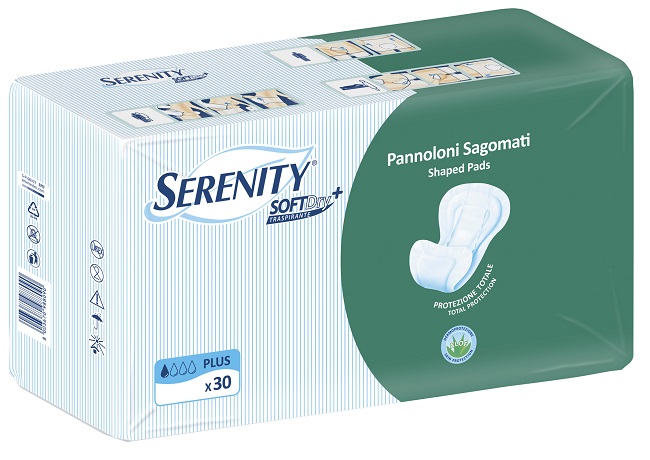 PANNOLONE PER INCONTINENZA SAGOMATO SERENITY SOFTDRY+ ALOE PLUS 30 PEZZI - Farmacia Del Monaco