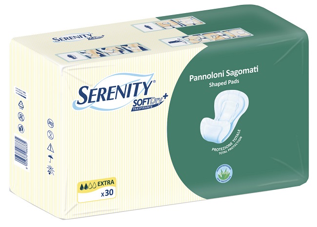 PANNOLONE PER INCONTINENZA SAGOMATO SERENITY SOFTDRY+ ALOE EXTRA 30 PEZZI - Farmacia Del Monaco