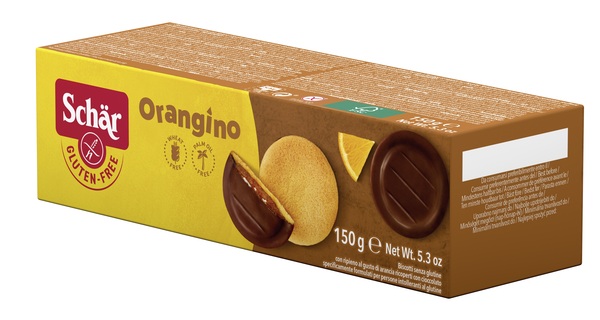 SCHAR ORANGINO BISCOTTI CON RIPIENO AL GUSTO DI ARANCIA RICOPERTI CON CIOCCOLATO 150 G - Farmacia Del Monaco