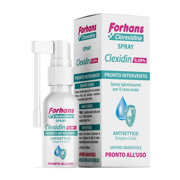 COLLUTORIO SPRAY CON CLOREXIDINA FORHANS CLEXIDIN 50ML - Farmacia Del Monaco
