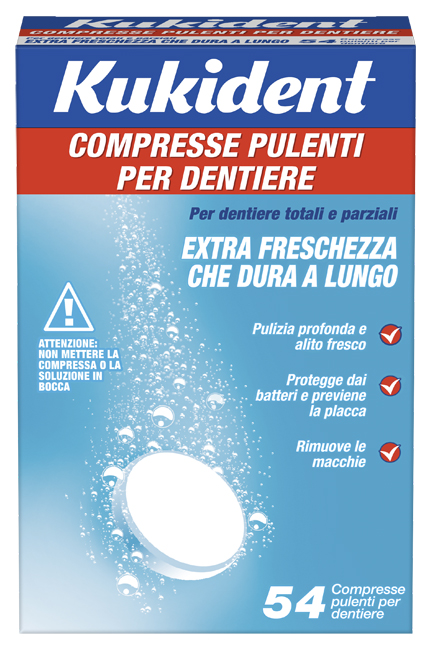 KUKIDENT CLEANSER FRESCH 54 COMPRESSE PULIZIA PROTESI DENTARIE - Farmacia Del Monaco