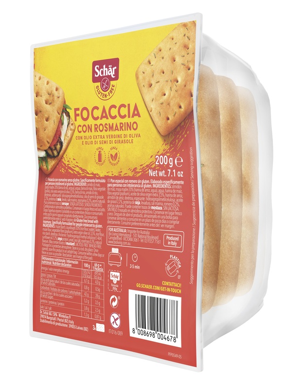 SCHAR FOCACCIA CON ROSMARINO SENZA LATTOSIO 200 G - Farmacia Del Monaco