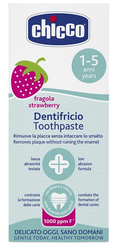 CHICCO DENTIFRICIO FRAGOLA 50 ML 12M+ CON FLUORO - Farmacia Del Monaco