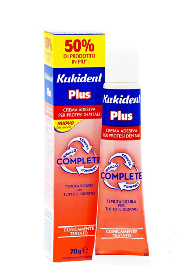 KUKIDENT PLUS COMPLETE CREMA ADESIVA PER PROTESI DENTARIE 70 G - Farmacia Del Monaco