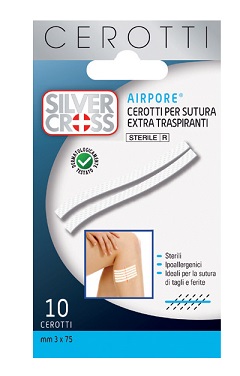 CEROTTO SILVER CROSS SUT AIRPORE 3X75 MM 10 PEZZI - Farmacia Del Monaco
