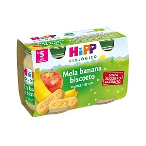 HIPP BIO OMOGENEIZZATO MELA BANANA BISCOTTO 2X125 G - Farmacia Del Monaco