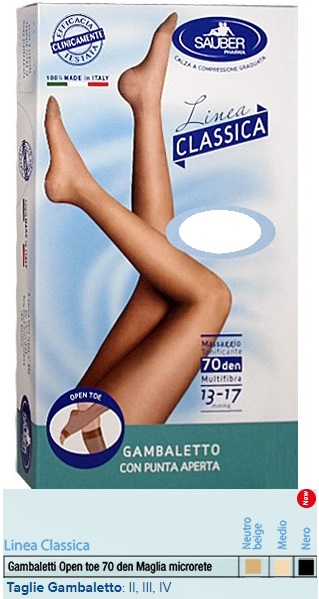 SAUBER GAMBALETTO OPEN TOE MAGLIA MICRORETE 70 DEN COLORE MEDIO TAGLIA 3 LINEA CLASSICA - Farmacia Del Monaco