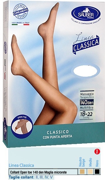 SAUBER COLLANT OPEN TOE MAGLIA MICRORETE 140 DEN COLORE MEDIO TAGLIA 2 LINEA CLASSICA - Farmacia Del Monaco
