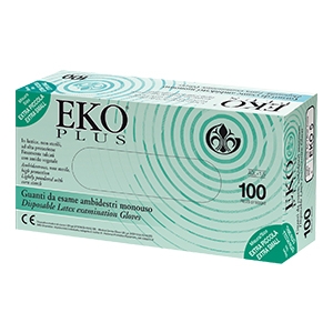 GUANTO IN LATTICE SUPERFICIE LISCIA TALCATO 100 PEZZI ARTICOLO EKO 6 - Farmacia Del Monaco