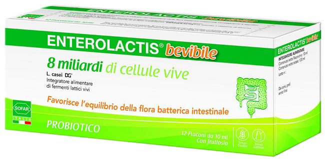 ENTEROLACTIS BEVIBILE 12 FLACONCINI DA 10 ML SOFAR - Farmacia Del Monaco