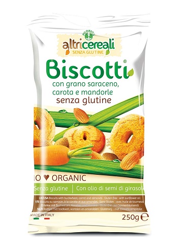 ALTRICEREALI BISCOTTI DI GRANO SARACENO CON CAROTA E MANDORLE BIO 250 G - Farmacia Del Monaco