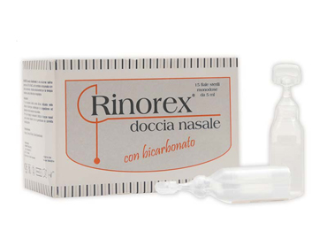 FIALA PER DOCCIA NASALE RINOREX BICARBONATO 15 FIALE 5 ML - Farmacia Del Monaco
