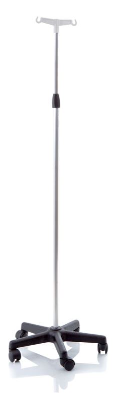 ASTA FLEBO IN ALLUMINIO ANODIZZATO BASE IN POLIPROPILENE SU RUOTE 2 GANCI ALTEZZA REGOLABILE 133-230 CM SKEMA - Farmacia Del Monaco