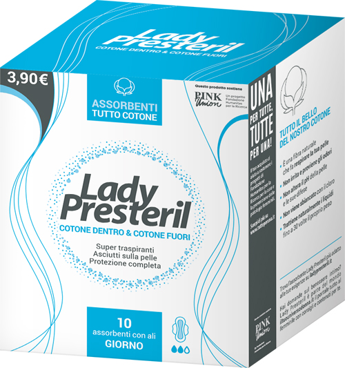 LADY PRESTERIL COTONE DENTRO & COTONE FUORI 10 ASSORBENTI CON ALI GIORNO PROMO - Farmacia Del Monaco