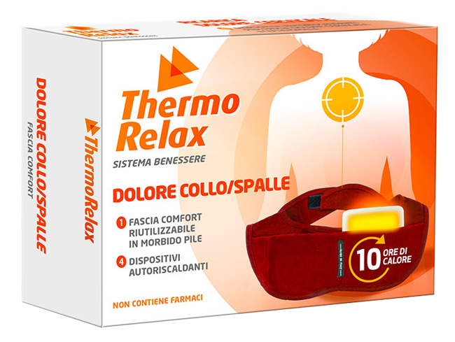 THERMORELAX FASCIA DOLORE COLLO SPALLE FASCIA+4 DISPOSITIVI AUTORISCALDANTI - Farmacia Del Monaco