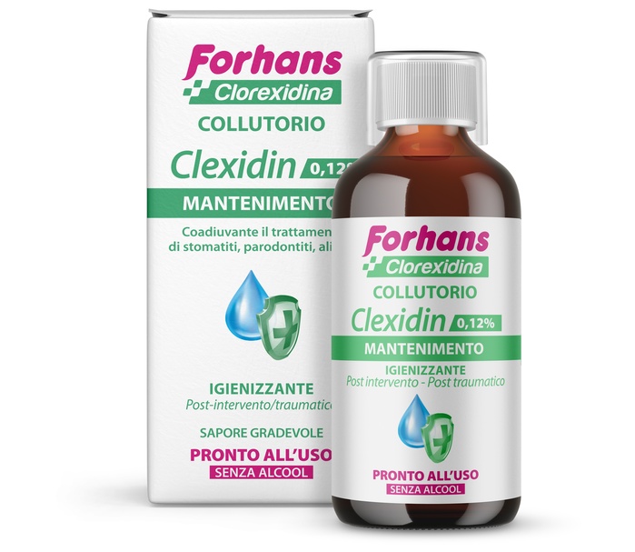 FORHANS COLLUTORIO CON CLOREXIDINA 0,12 CLEXIDIN SENZA ALCOOL 200 ML - Farmacia Del Monaco