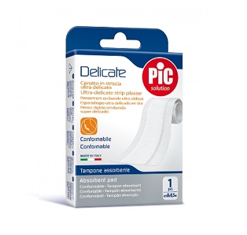 CEROTTO PIC DELICATE STRISCIA BIANCA CON TAMPONE ANTIBATTERICO CM 8X0,5 M - Farmacia Del Monaco