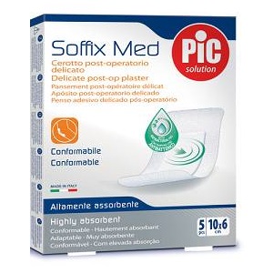 CEROTTO PIC SOFFIX MED IN TNT CON TAMPONE CENTRALE ASSORBENTE STERILE MONOUSO 10X6 CM ANTIBATTERICO 5 PEZZI - Farmacia Del Monaco