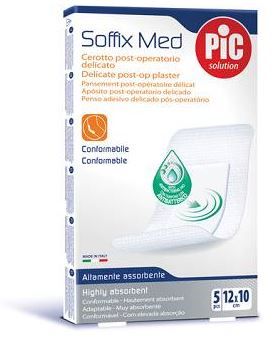CEROTTO PIC SOFFIX MED IN TNT CON TAMPONE CENTRALE ASSORBENTE STERILE MONOUSO 10X12 CM ANTIBATTERICO 5 PEZZI - Farmacia Del Monaco