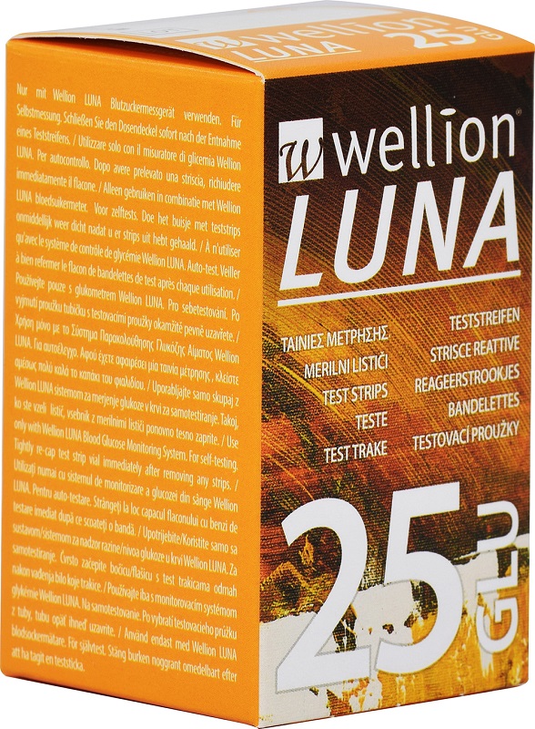 WELLION LUNA 25 STRIPS STRISCE PER MISURAZIONE GLICEMIA - Farmacia Del Monaco