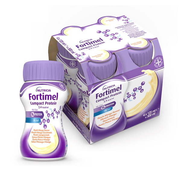 NUTRICIA FORTIMEL COMPACT PROTEIN GUSTO PESCA E MANGO 4 BOTTIGLIE DA 125 ML - Farmacia Del Monaco
