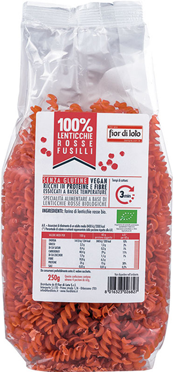 FUSILLI DI LENTICCHIE ROSSE BIO 250 G - Farmacia Del Monaco